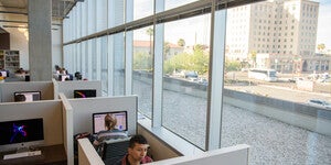 Student working at a computer