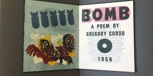 Art on the flyleaf next to the title page of “Bomb”