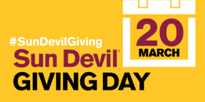 Sun Devil Giving Day promotional graphic with March 20 date.