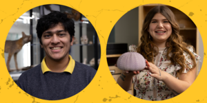 Portraits of two students smiling for the camera