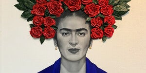 Colorful and artistic painting of Frida Kahlo