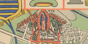 A zoom in on the map showing the church of Guadalupe Hildago.