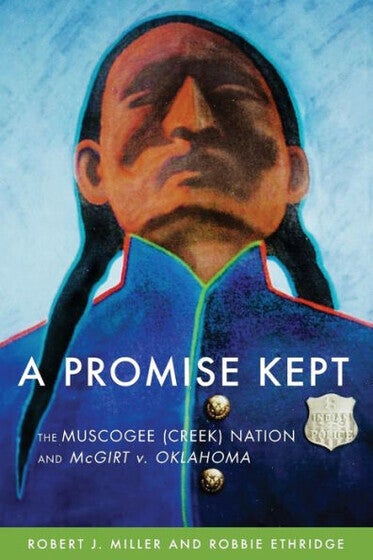 Image of a Muscogee (Creek) Nation against a light blue backdrop