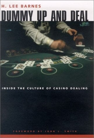 Cover of "Dummy Up and Deal" featuring a man dealing cards in a blackjack game