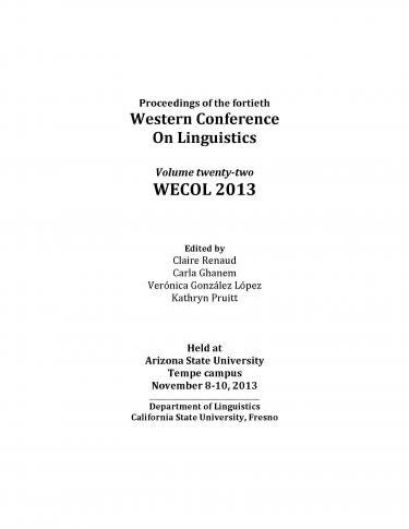 Cover of Proceedings of the Fortieth Western Conference on Linguistics.