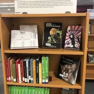 Book display at Hayden Library