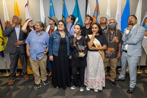 Back row left to right: Jacob Moore, Baylee LaCompte, Lourdes Pereira, Nataani Moraga-Hanley, Eric Hardy, Eli Shepherd, Simon Ortiz, Alex Soto. Front row left to right: Myla Vicente Carpio, Vina Begay, Yitazba Largo-Anderson.