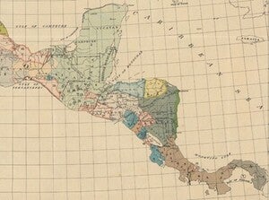 Central American region magnified to show the variety of different Indigenous languages spoken in the region