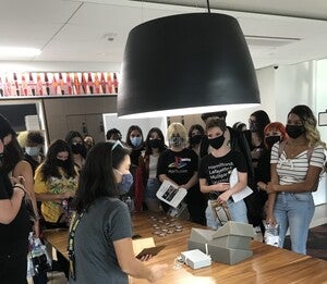 ASU Gammage Education Program students looking at materials in Wurzburger Reading Room