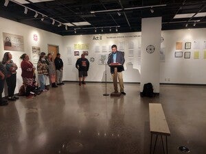 Dr. Jerome Clark providing remarks about Jean Chaudhuri's Archive collection.