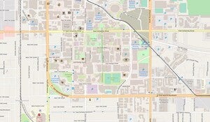 Example showing OpenStreetMap covering Arizona State University Tempe Campus.