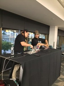 Photo of Deejays HZO and Acro performing their set at the Lofi Study Session in Labriola's newly renovated space.