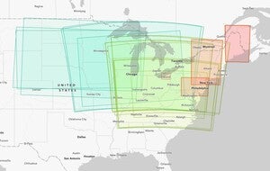 Poors Railroad and Utilities Maps index, magnified to midwest and northeastern United States.