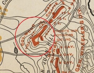 A zoom in on the US lines to show the position of the 1st United States Volunteer Cavalry Regiment, also known as the Rough Riders, on the day of the truce.