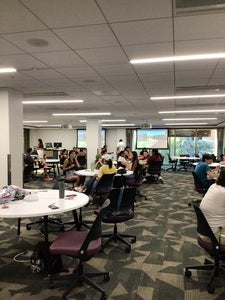 Indigenous students from SPIRIT program gathered in room 236 Labriola Center