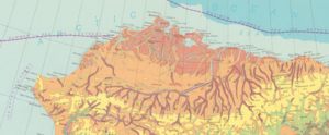 A section depicting the very north of Alaska about Utqiagvik showing the tundra and its associated environments such as high brush.