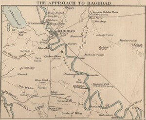 Map inset magnified to show the path of British troops’ campaign to capture Baghdad