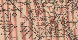 Magnification of the south-central mapping portion, showcasing Kingman, Arizona, home to the Bimetal Mine.