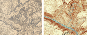 A side by side comparison of the advance sheet and production copy, showing the vast amount in contour detail that will be added in the final version.