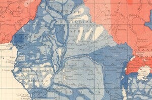 Cameroon, French Equatorial Africa, and Belgian Congo magnified to show great variety in the types of topographic surveys conducted