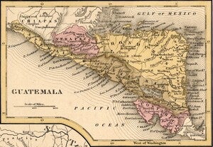 Map inset magnified to show the unique borders of the Central American states