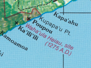 A portion of the map centered on the Location of Waha’ula Heiau.