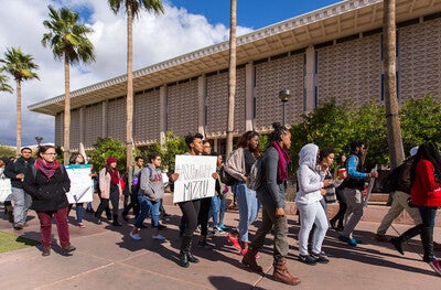 students protesting for Black Lives Matter on the Tempe campus